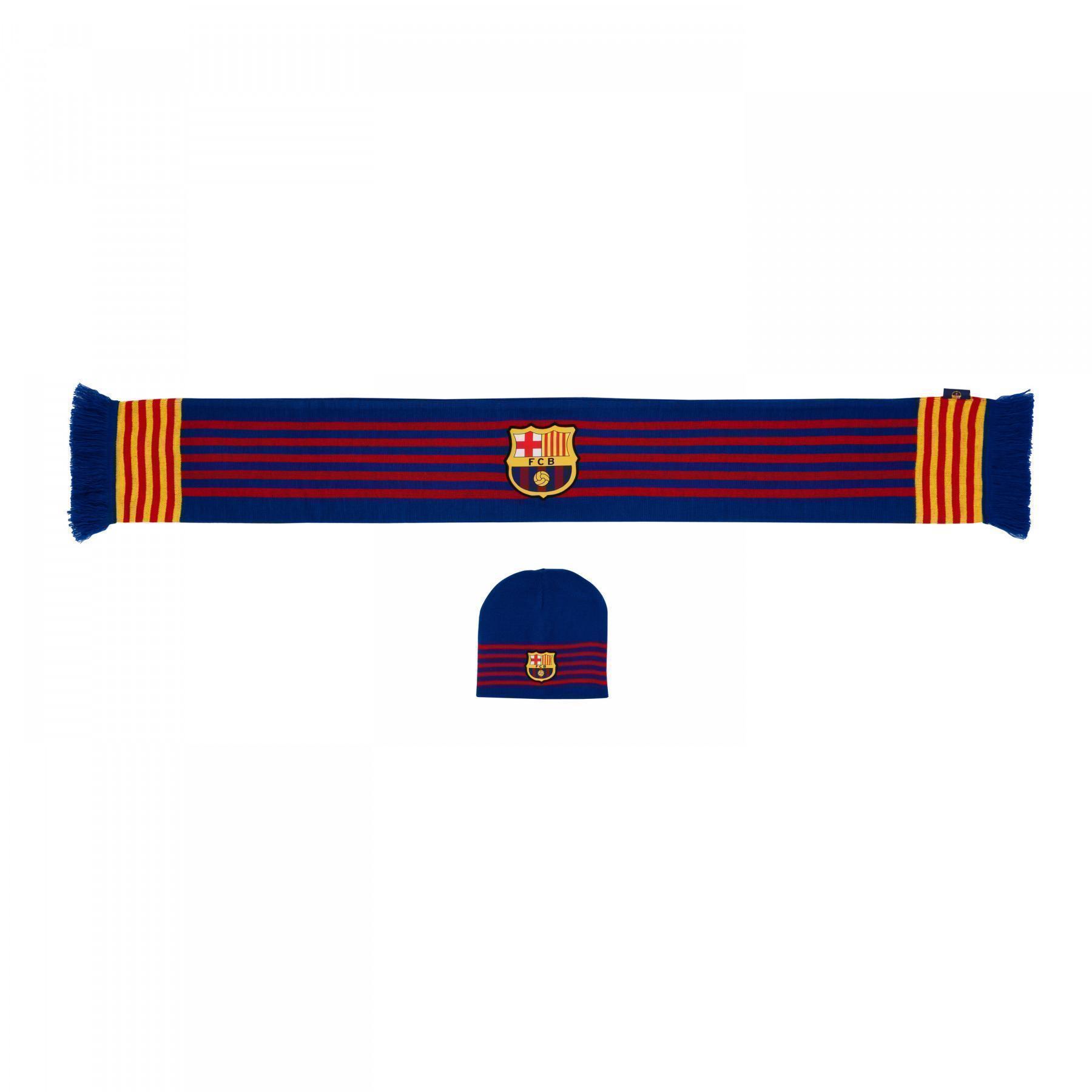 Zestaw czapki i szalika Barcelona