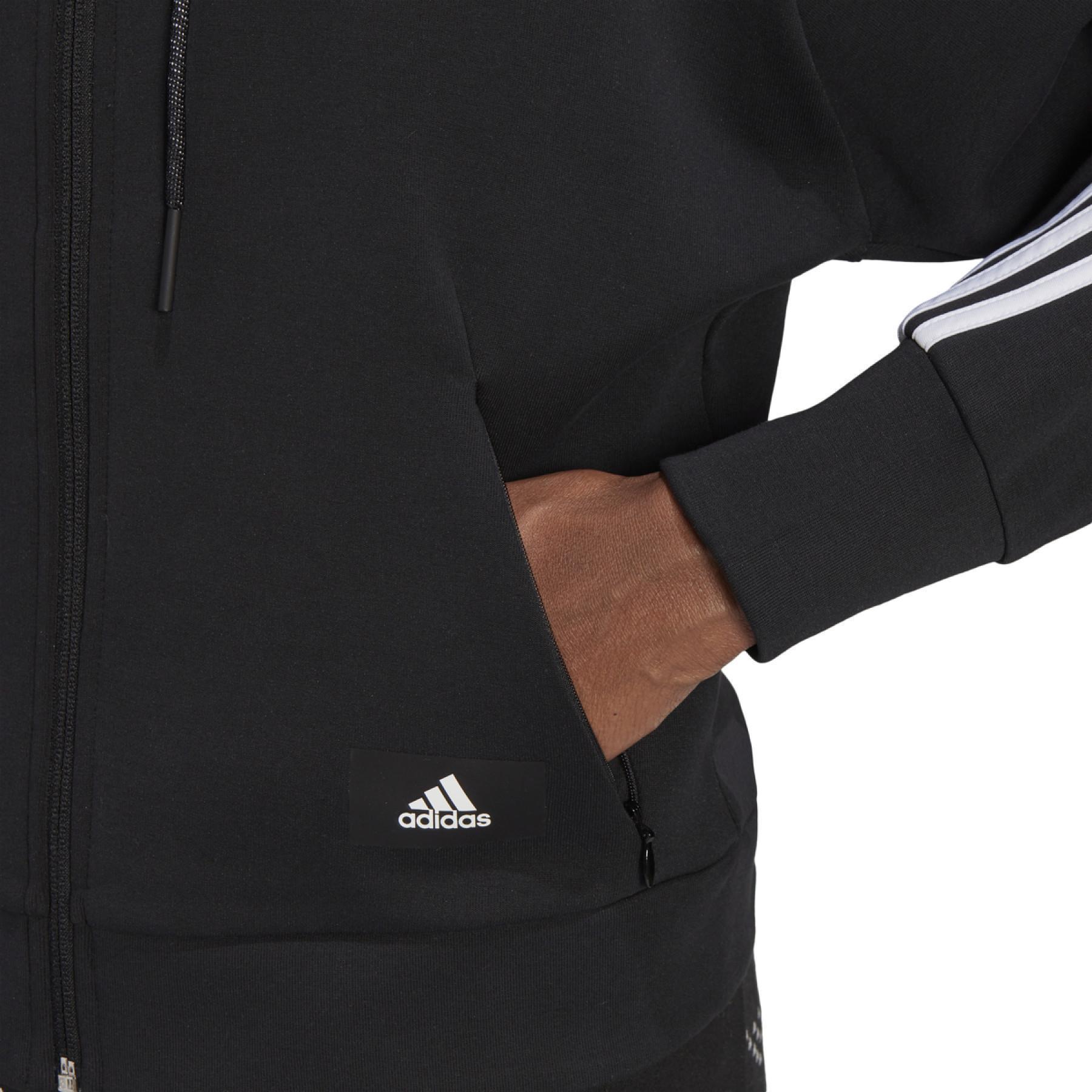 Damska bluza zapinana na zamek z kapturem adidas Sportswear Wrapped 3-Bandes