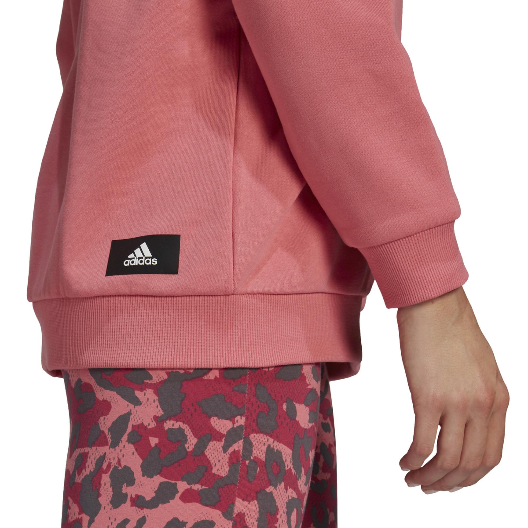 Damska bluza z kapturem adidas Sportswear Leopard-Print Oversize