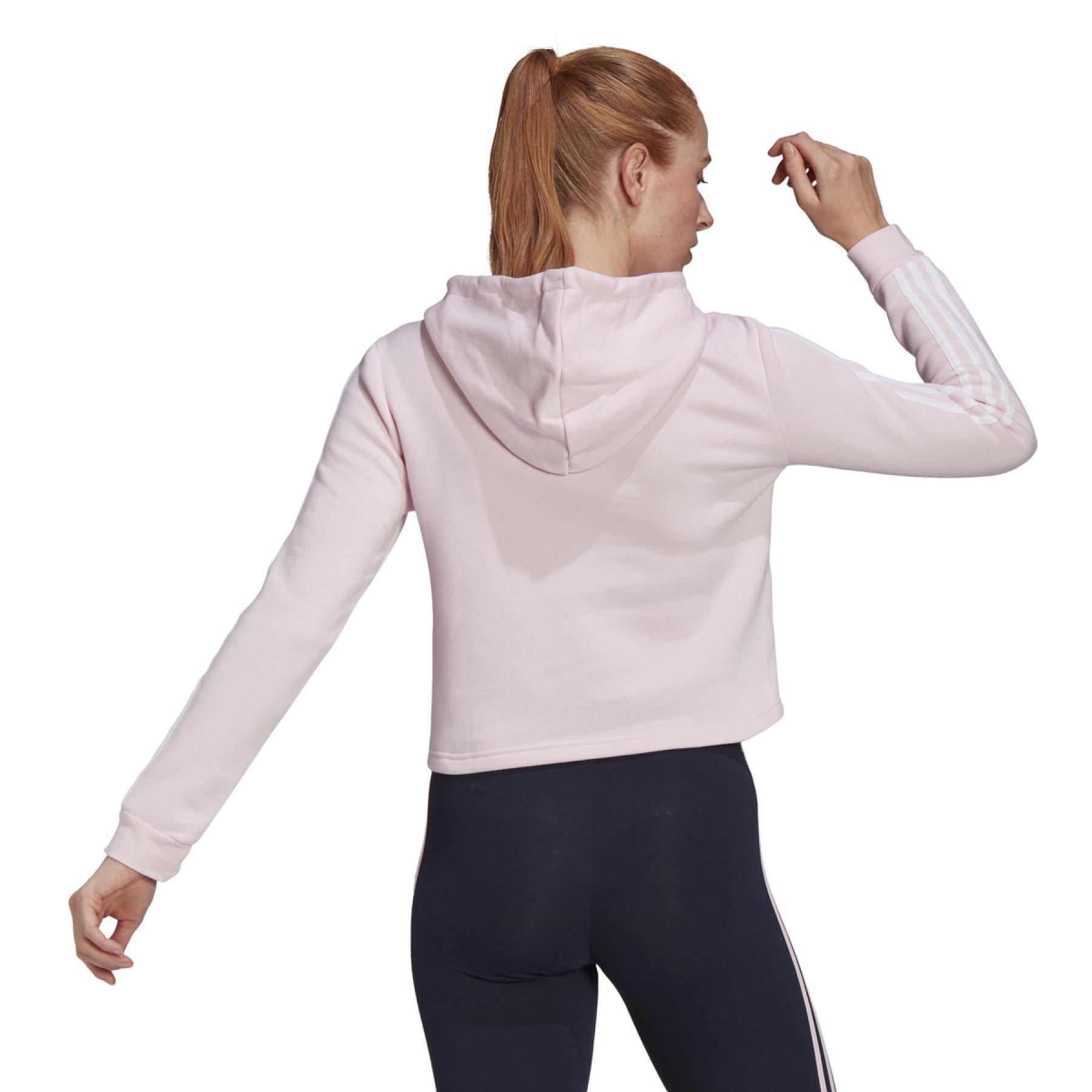Damska krótka bluza z kapturem adidas Essentials Logo Colorblock Fleece