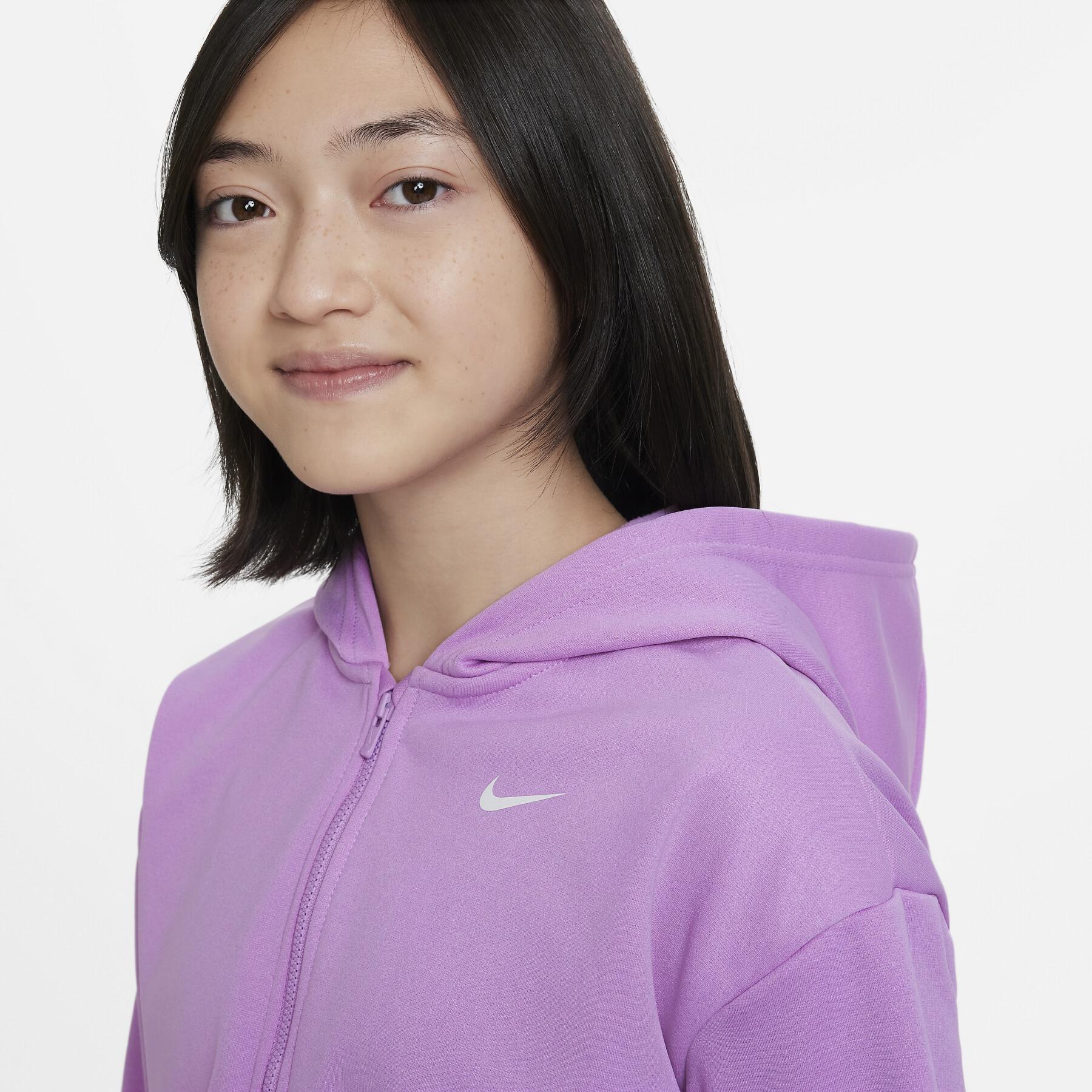 Sweatshirt dziewczęcy zamek błyskawiczny z kapturem Nike Therma-Fit SE+